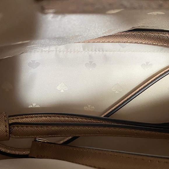 Kate Spade Rose Gold Tinsel Glitter Fabric Sparkle Satchel Purse Bag - Picture 4 of 5